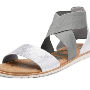 Sorel Ella Metallic Criss Cross Strap Leather Sandals 8.5